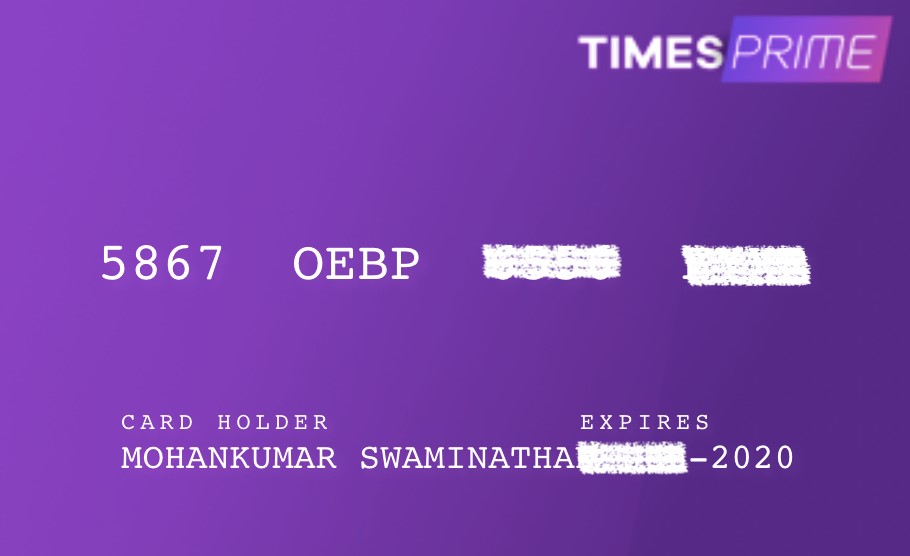 Times prime membership card